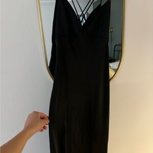 Black v neck and low back Satin dress